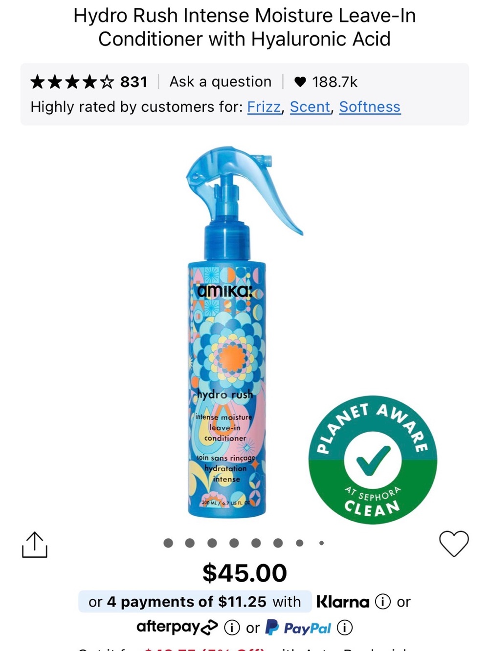 Amika Hydro Rush Intense Moisture Leave-in Conditioner